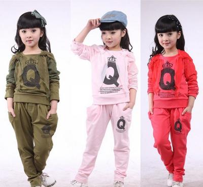 春季大童女裝新風(fēng)尚 兒童服裝批發(fā) 純棉燙鉆中大童套裝全攻略